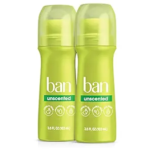 Ban Original Unscented 24-hour Invisible Antiperspirant, Roll-on Deodorant for Women and Men, Underarm Wetness Protection, with Odor-fighting Ingredients, 3.5 Fl Oz (Pack of 2)