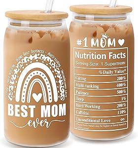 Zutcogo Mother's Day Gifts for Mom from Daughter Son, Gifts for Mom Mama Wife New Mom Stepmom Mother In Law Bonus Mom, Personalized Birthday Gifts for Mom Women Presents - Can Glass 16OZ