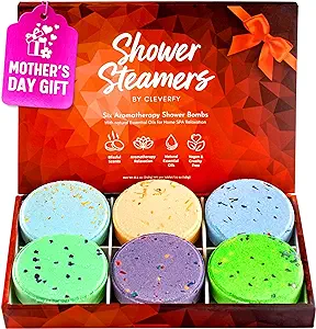 Cleverfy Shower Steamers Aromatherapy Variety Pack of 6 Shower Bombs with Essential Oils