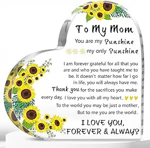 Wonchon Mom Gifts from Daughter Son Acrylic Heart Plaque