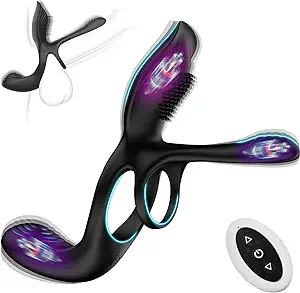 Kushor Vibrator for Couple, 3 in 1 Vibrating Cock Ring with 10 Modes