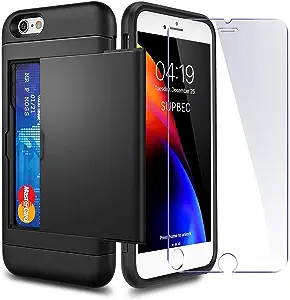 Supbec iPhone 7/8 / SE 2020 Case with Card Holder and Screen Protector