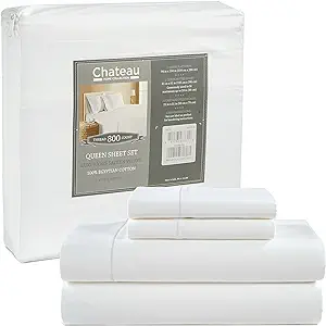 Chateau Home Collection Egyptian Cotton Sheets for Queen Size Bed