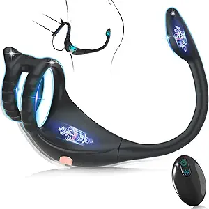 Mxuxen Vibrating Cock Ring Taint Stimulator with Mini Bullet, Remote Control Anal Butt Plug Prostate Massager Penis Ring Male Vibrators for Men Pleasure Sex Toys For Adult Couples