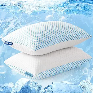 Easeland Firm Pillow Shredded Memory Foam, Cooling Breathable for Sleeping Queen Size 2 Pack