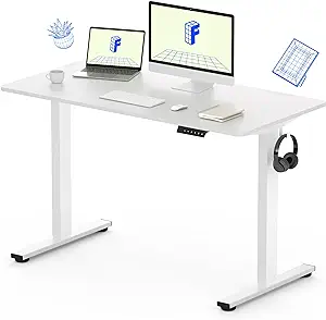 Flexispot White Standing Desk 48 x 24 Inches Height Adjustable Desk, Whole-Piece Desktop Electric Sit Stand Up Desk Home Office Desk