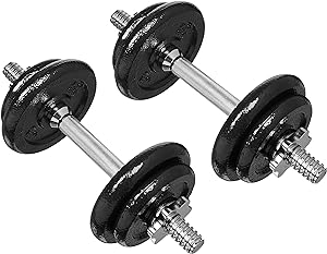 Amazon Basics Adjustable Barbell Lifting Dumbbells Weight Set with Case
