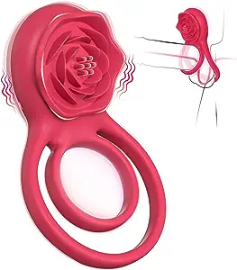 Movgani Vibrating Cock Ring with Rose Clitoral Stimulator