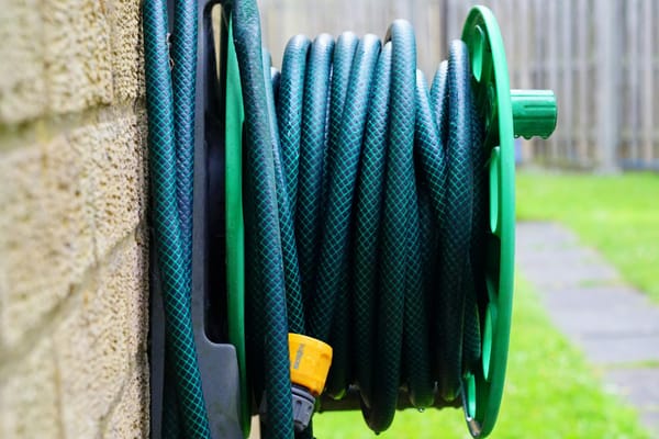 blue hose on wall
