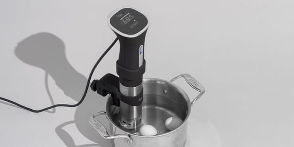 Immersion circulator sous vide machine in a pot